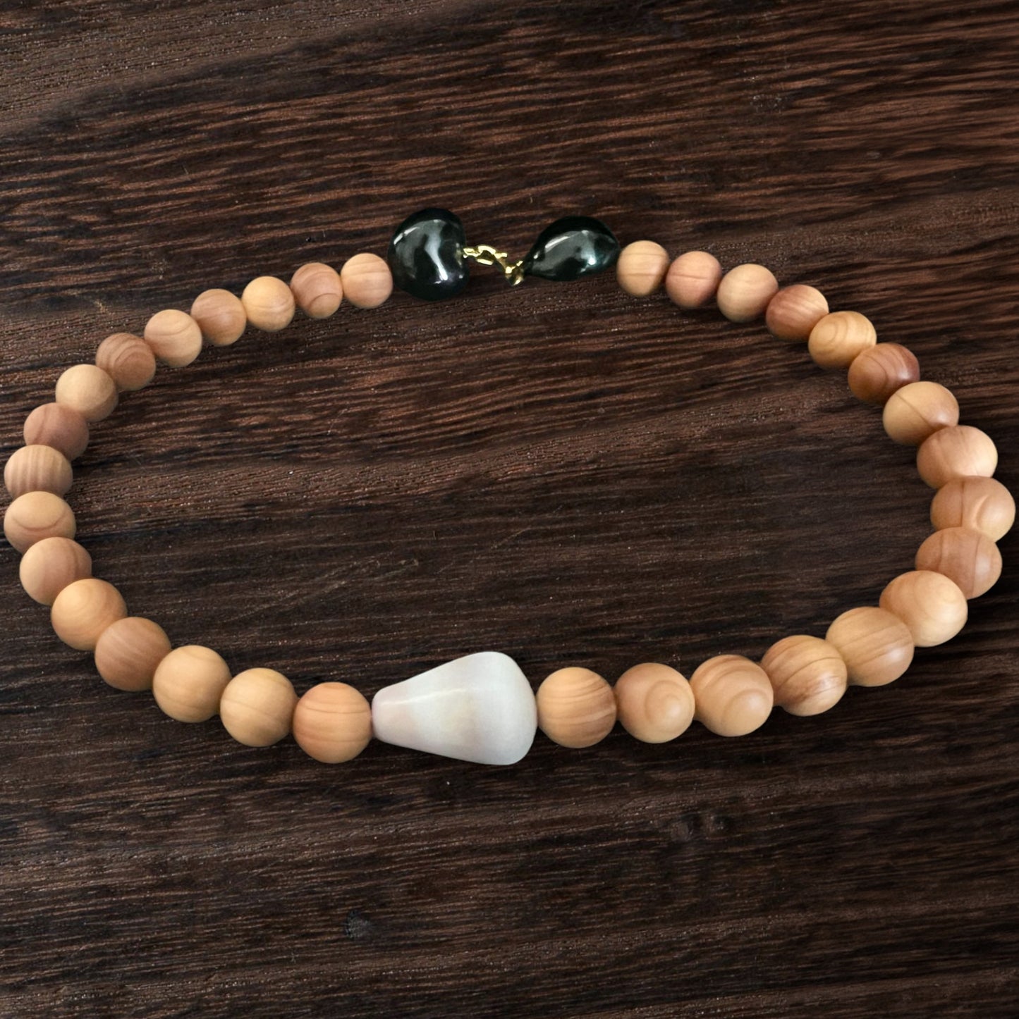 ‘Iliahi (Sandalwood), Floating Cone Shell, and Kukui Nut Necklace
