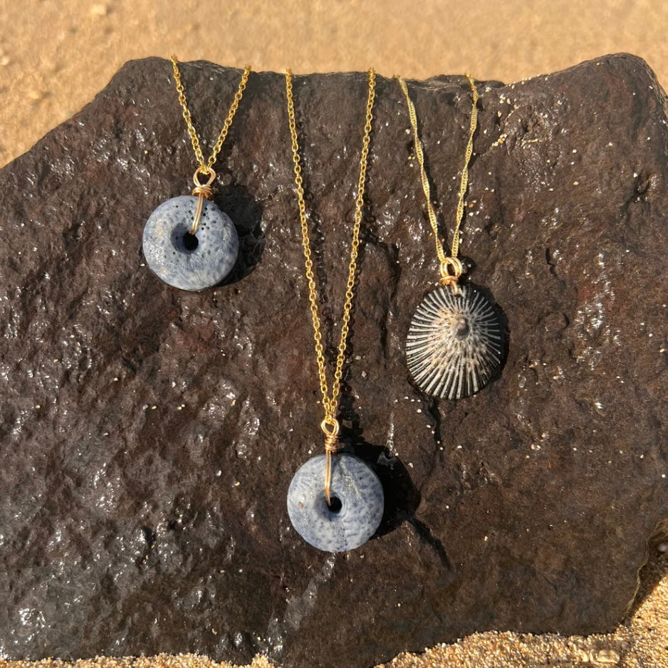 Blue Coral or Black Opihi Necklace (Gold Filled Chains)
