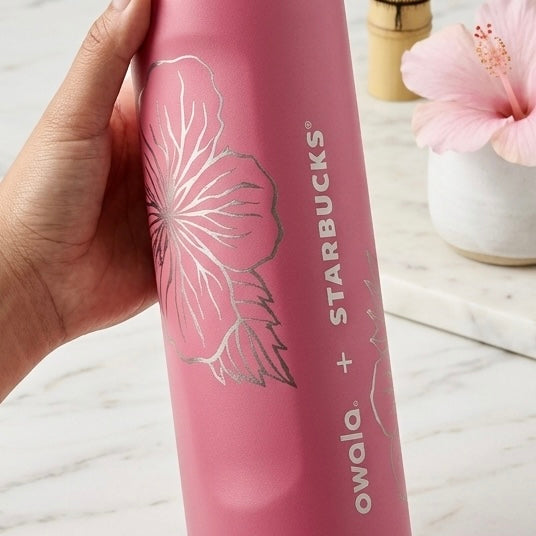 Pre-Order Only (Limited Drop Sold Out) Starbucks x Owala 24oz FreeSip Bottle | Hand Engraved Hibiscus by Coco Eve