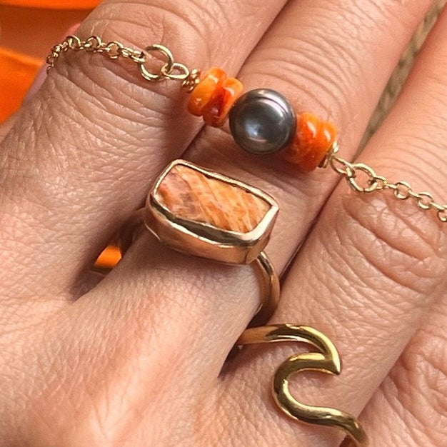 Custom 14k Gold Filled Wrapped Shell/Spondy Rings