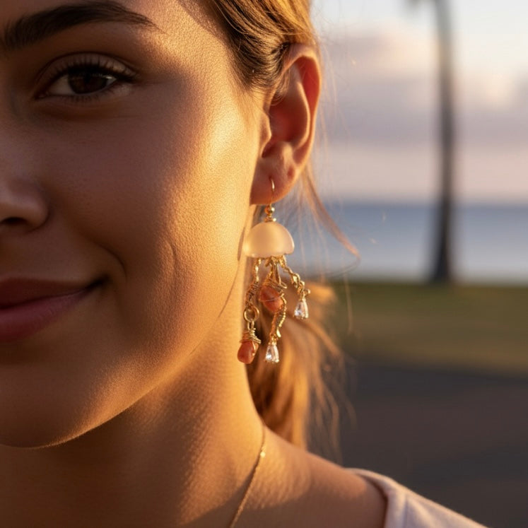 Spondy Jellyfish Earrings and Necklace Set