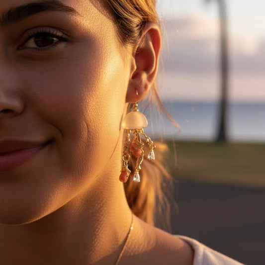 Spondy Jellyfish Earrings and Necklace Set