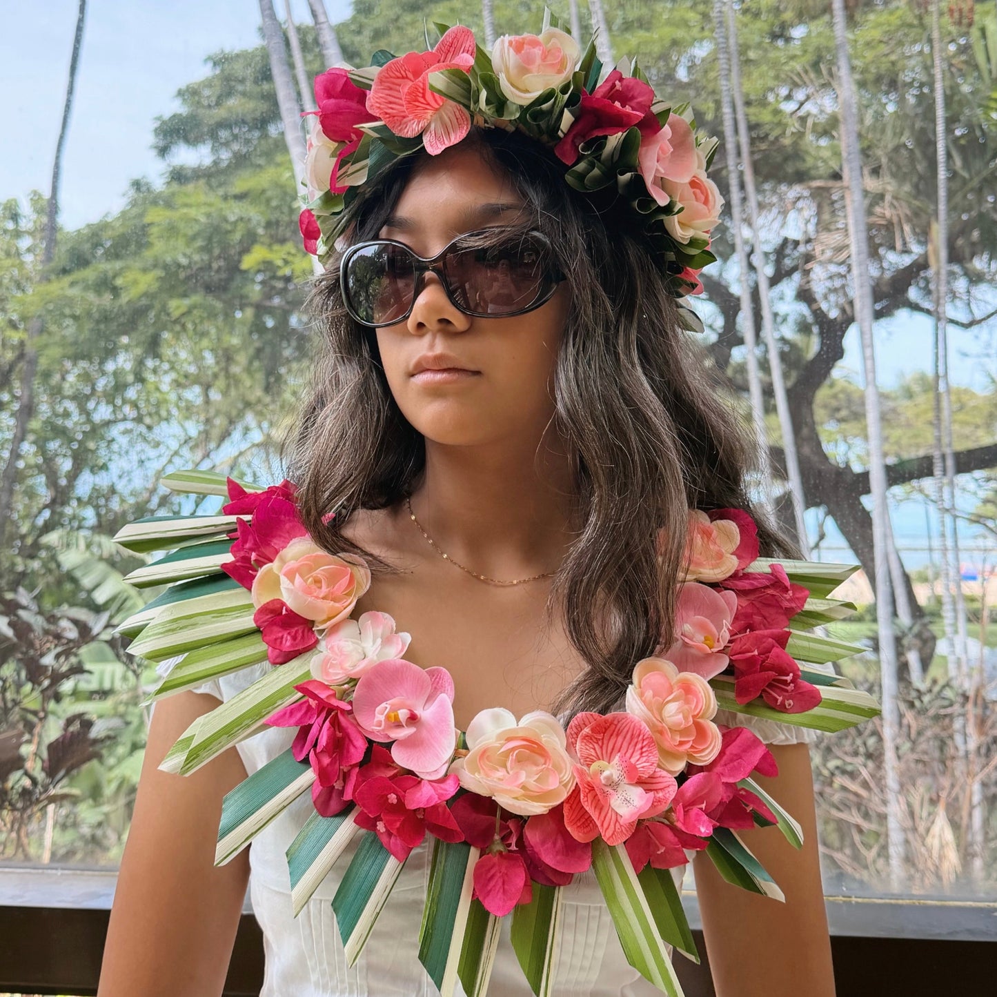 “Amelia” Forever Floral Set (Lei Po’o and Lei)