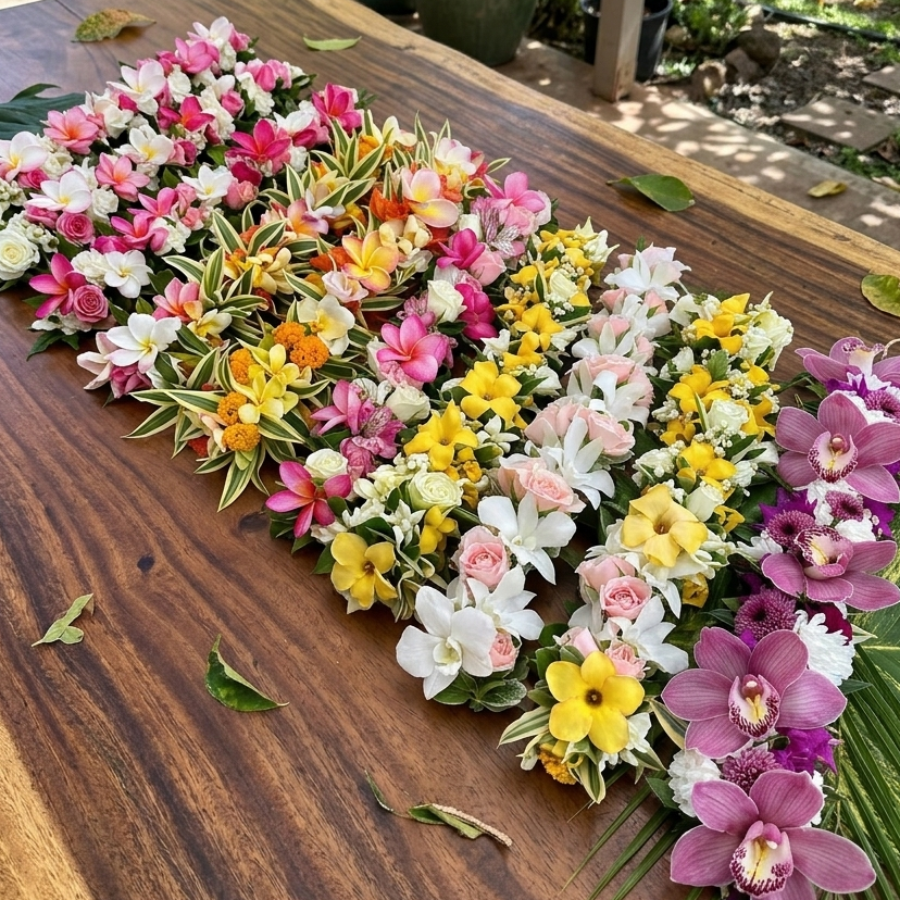 Fresh Tropical Flower Crown, Lei Po’o, Mwaar (O’ahu Only)