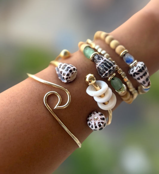 Ocean Open Bangles (Wave, Double Hebrew, or Authentic Puka)