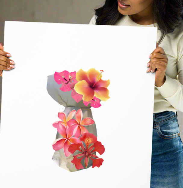 Floral Latte Stone Matte Posters