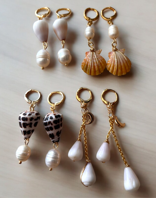Coco Eve Pearls & Shells Huggies and Earrings
