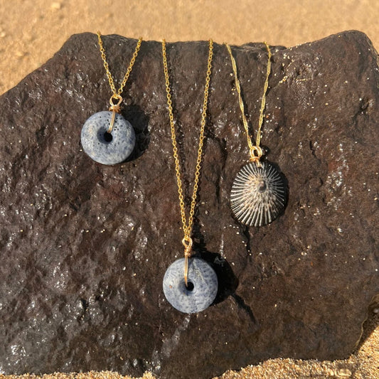 Blue Coral or Black Opihi Necklace (Gold Filled Chains)