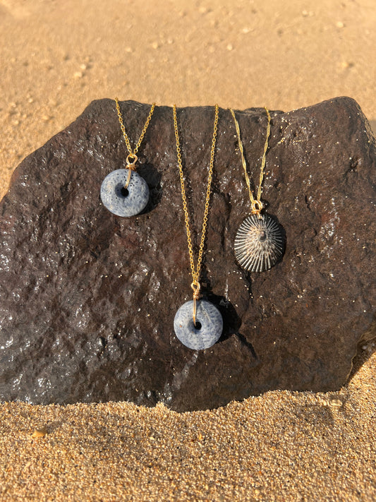 Blue Coral or Black Opihi Necklace (Gold Filled Chains)