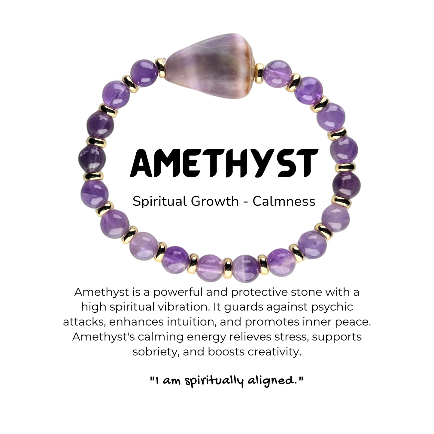 Peace Stone Ocean Bracelets (Certified Amethyst with Handpicked Shells)