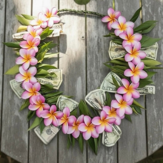 Thick Ti Leaf Money Lei (Closed)