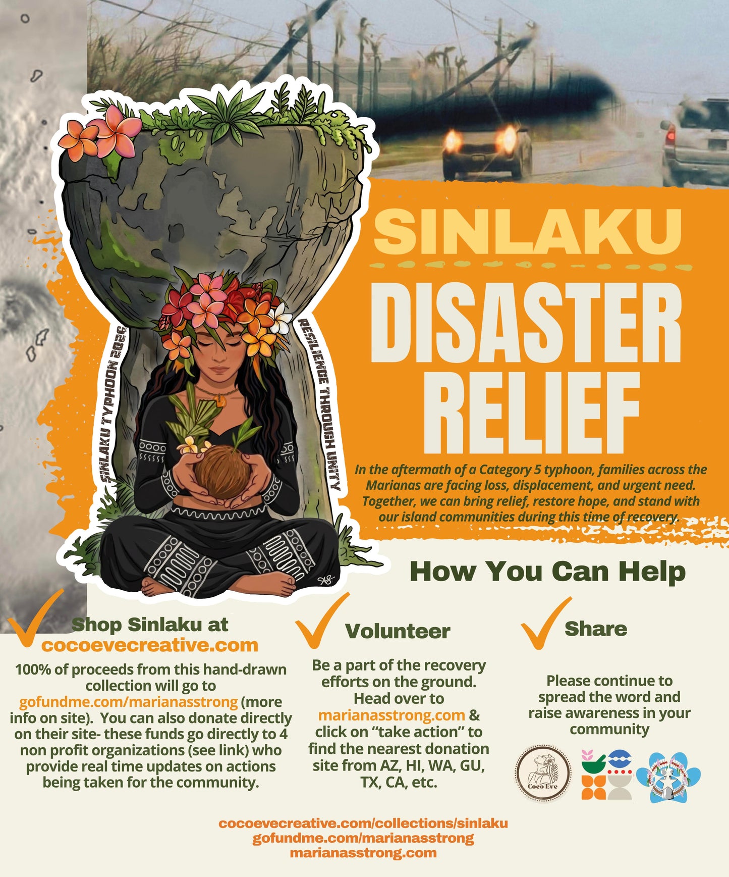 Sinlaku Disaster Relief Marianas Strong Matte Poster with hanger by Coco Eve